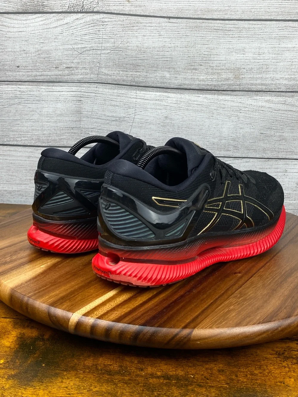 Asics MetaRide FlyteFoam Black Red Gold Running Shoes Men’s Sneaker Size 11